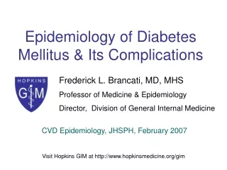 Epidemiology of Diabetes Mellitus &amp; Its Complications