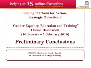 Beijing Platform for Action,  Strategic Objective B “Gender Equality, Education and Training”