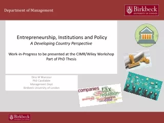 Dina M  Mansour PhD Candidate Management Dept Birkbeck University of London