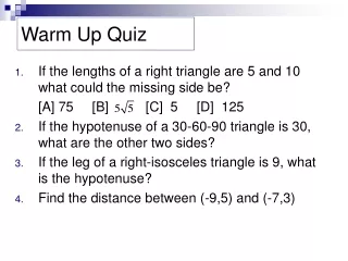 Warm Up Quiz