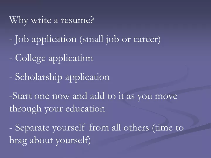 why write a resume job application small