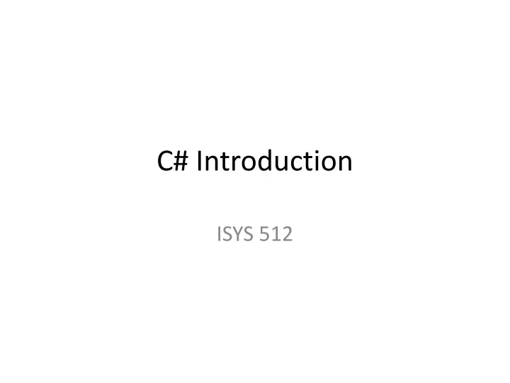 c introduction
