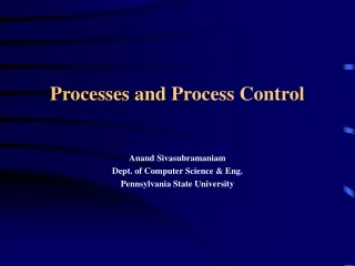Processes and Process Control