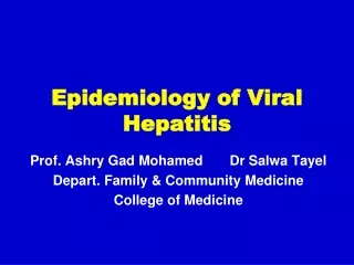 Epidemiology of Viral Hepatitis