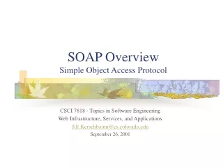 SOAP Overview Simple Object Access Protocol