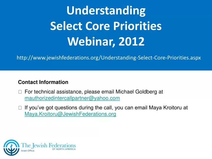 understanding select core priorities webinar 2012