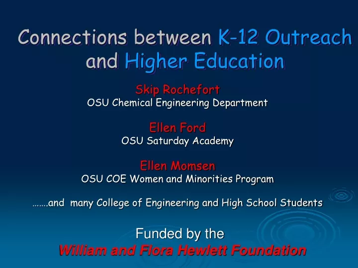 connections between k 12 outreach and higher