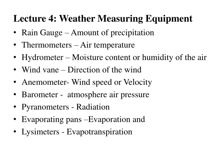 lecture 4 weather measuring equipment