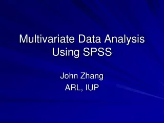 Multivariate Data Analysis Using SPSS