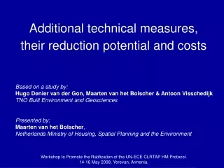 Additional technical measures,  their reduction potential and costs