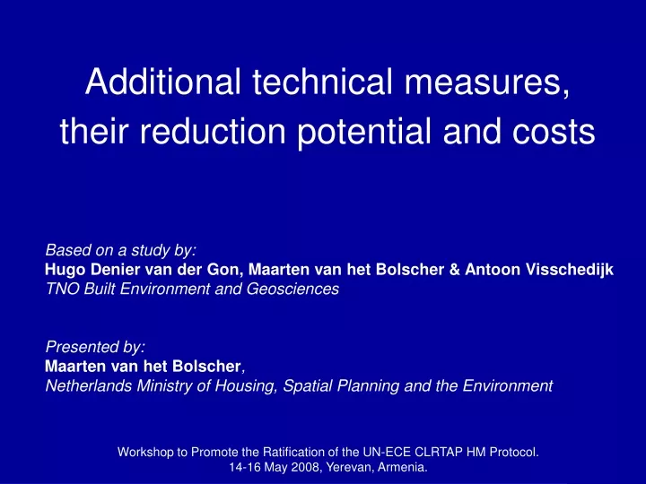 additional technical measures their reduction potential and costs