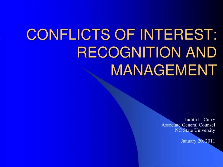conflicts of interest recognition and management