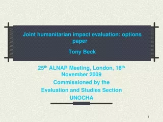 Joint humanitarian impact evaluation: options paper    Tony Beck
