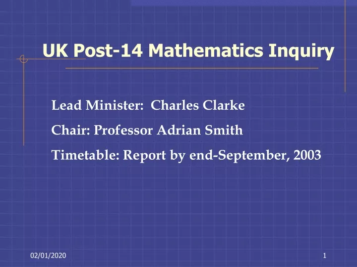 uk post 14 mathematics inquiry