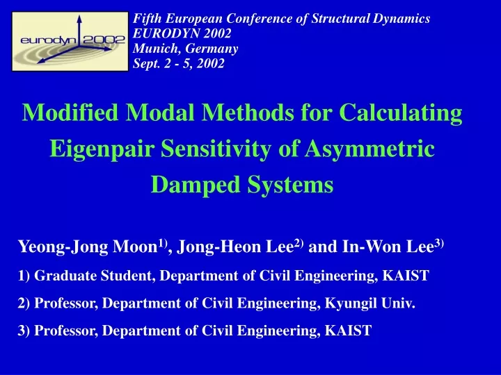 fifth european conference of structural dynamics