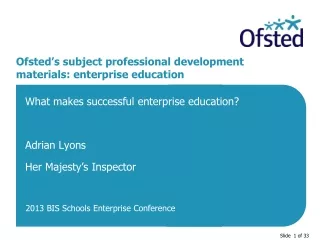 Ofsted’s subject professional development materials: enterprise education