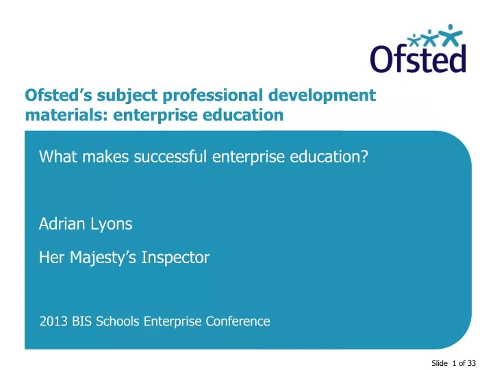 ofsted s subject professional development materials enterprise education