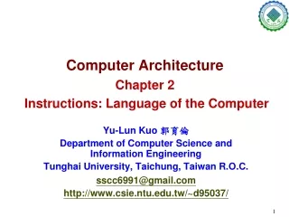 Computer Architecture Chapter 2 Instructions: Language of the Computer