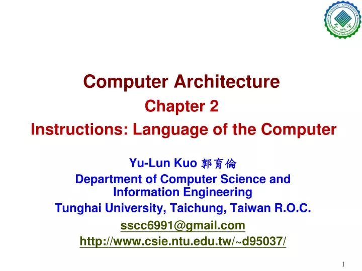 computer architecture chapter 2 instructions language of the computer