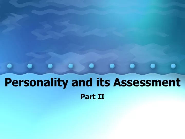 personality and its assessment