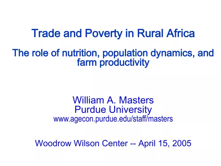 trade and poverty in rural africa the role