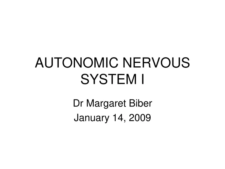 autonomic nervous system i