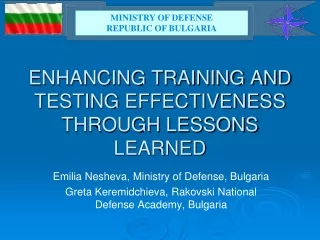 ENHANCING TRAINING AND TESTING EFFECTIVENESS THROUGH LESSONS LEARNED