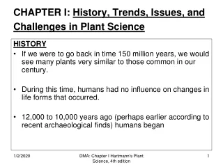 CHAPTER I:  History, Trends, Issues, and Challenges in Plant Science