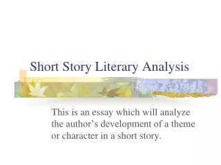 Short Story Literary Analysis