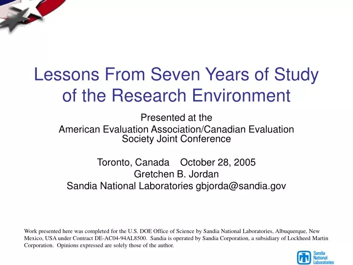 lessons from seven years of study of the research environment
