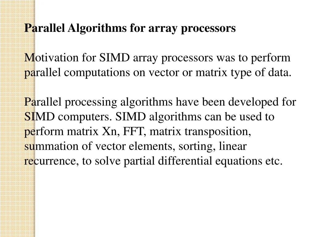 PPT - Efficient SIMD Algorithms for Array Processors PowerPoint ...