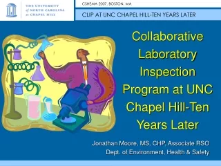 Collaborative Laboratory Inspection Program at UNC Chapel Hill-Ten Years Later