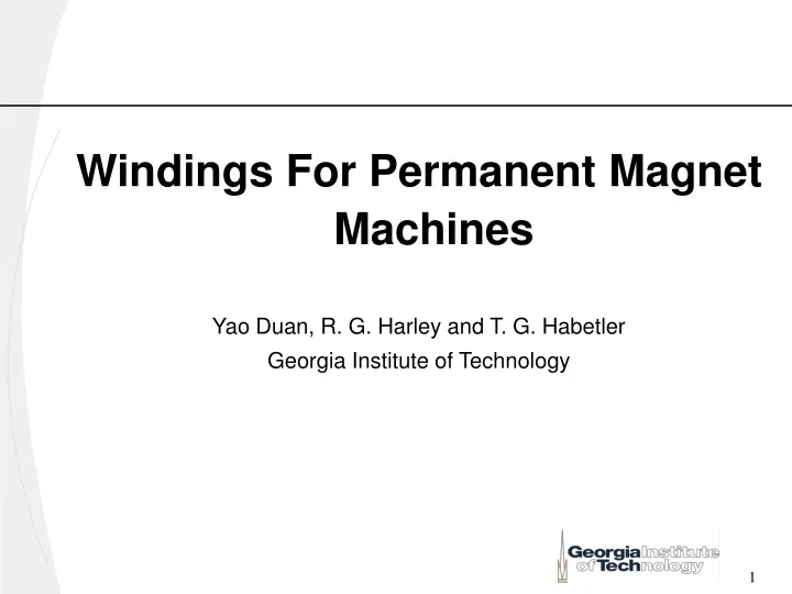 windings for permanent magnet machines yao duan