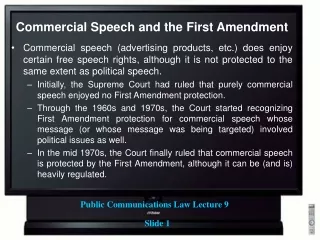 Commercial Speech and the First Amendment