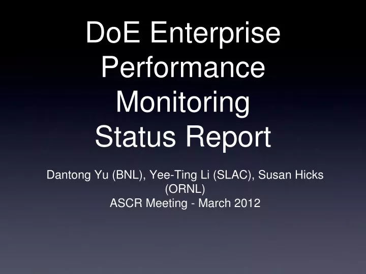 doe enterprise performance monitoring status report