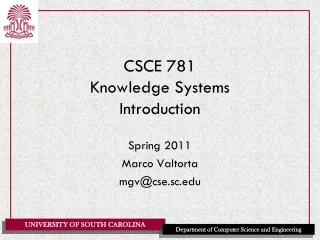 CSCE 781 Knowledge Systems Introduction