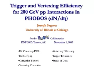 Trigger and Vertexing Efficiency for 200 GeV pp Interactions in PHOBOS (dN/d η )