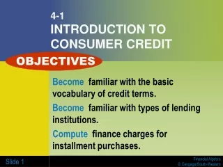 4-1 INTRODUCTION TO CONSUMER CREDIT