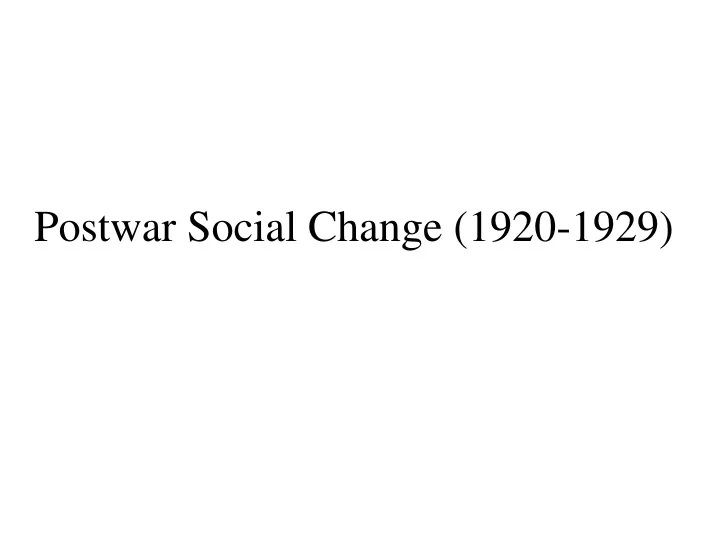 postwar social change 1920 1929