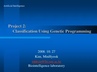 Project 2:      Classification Using Genetic Programming