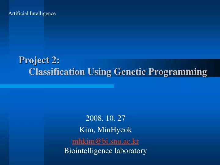 project 2 classification using genetic programming