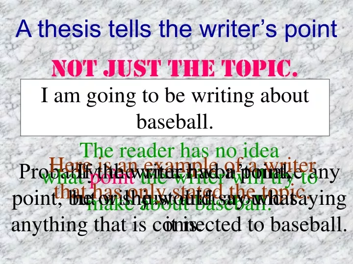 a thesis tells the writer s point