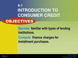4-1 INTRODUCTION TO CONSUMER CREDIT