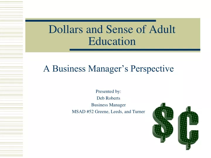 dollars and sense of adult education