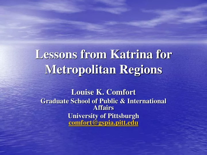 lessons from katrina for metropolitan regions