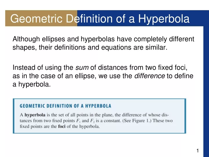 geometric definition of a hyperbola