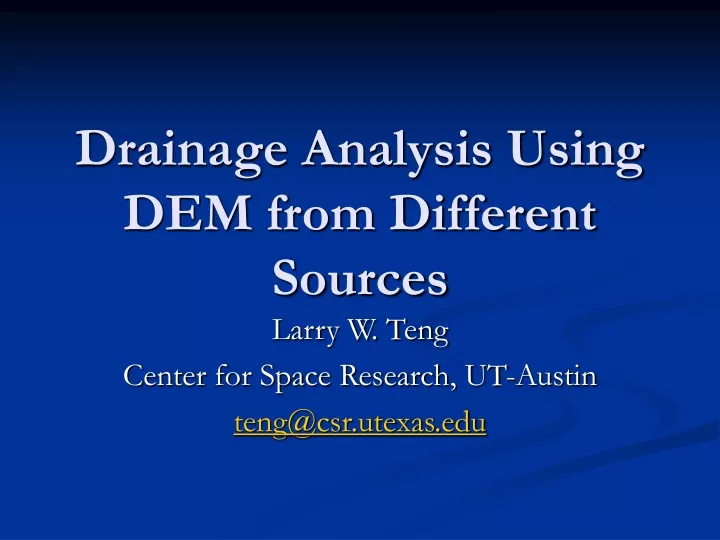 drainage analysis using dem from different sources