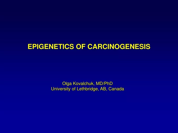 epigenetics of carcinogenesis
