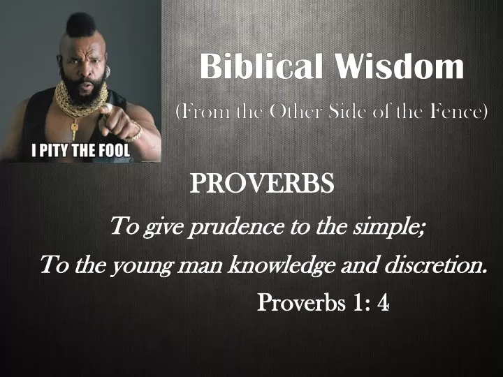 proverbs to give prudence to the simple
