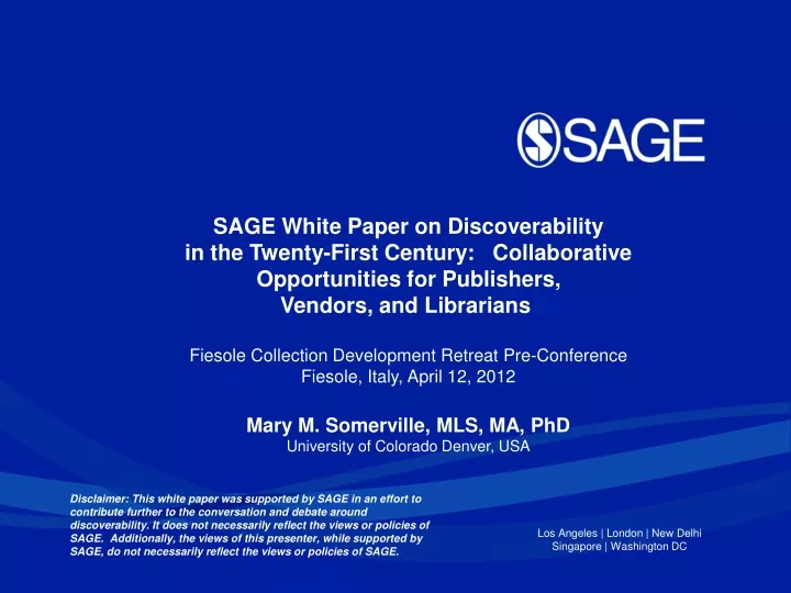sage white paper on discoverability in the twenty
